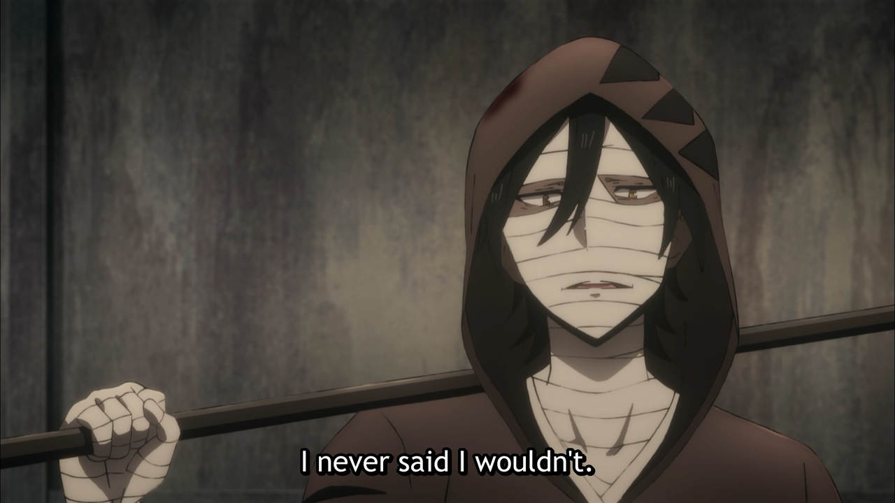 Anime Guy With Bandages And Scythe Daily(?) Anime Screenshots — Tall, muscular man with a kind and happy