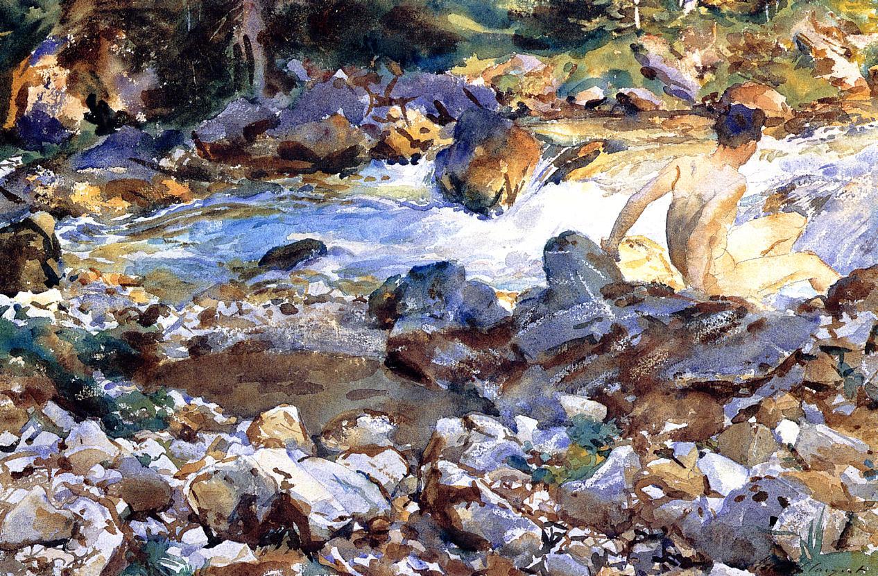 artist-sargent: Mountain Stream, John Singer Sargent Medium: watercolor,paperhttps://www.wikiart.org/en/john-singer-sargent/mountain-stream