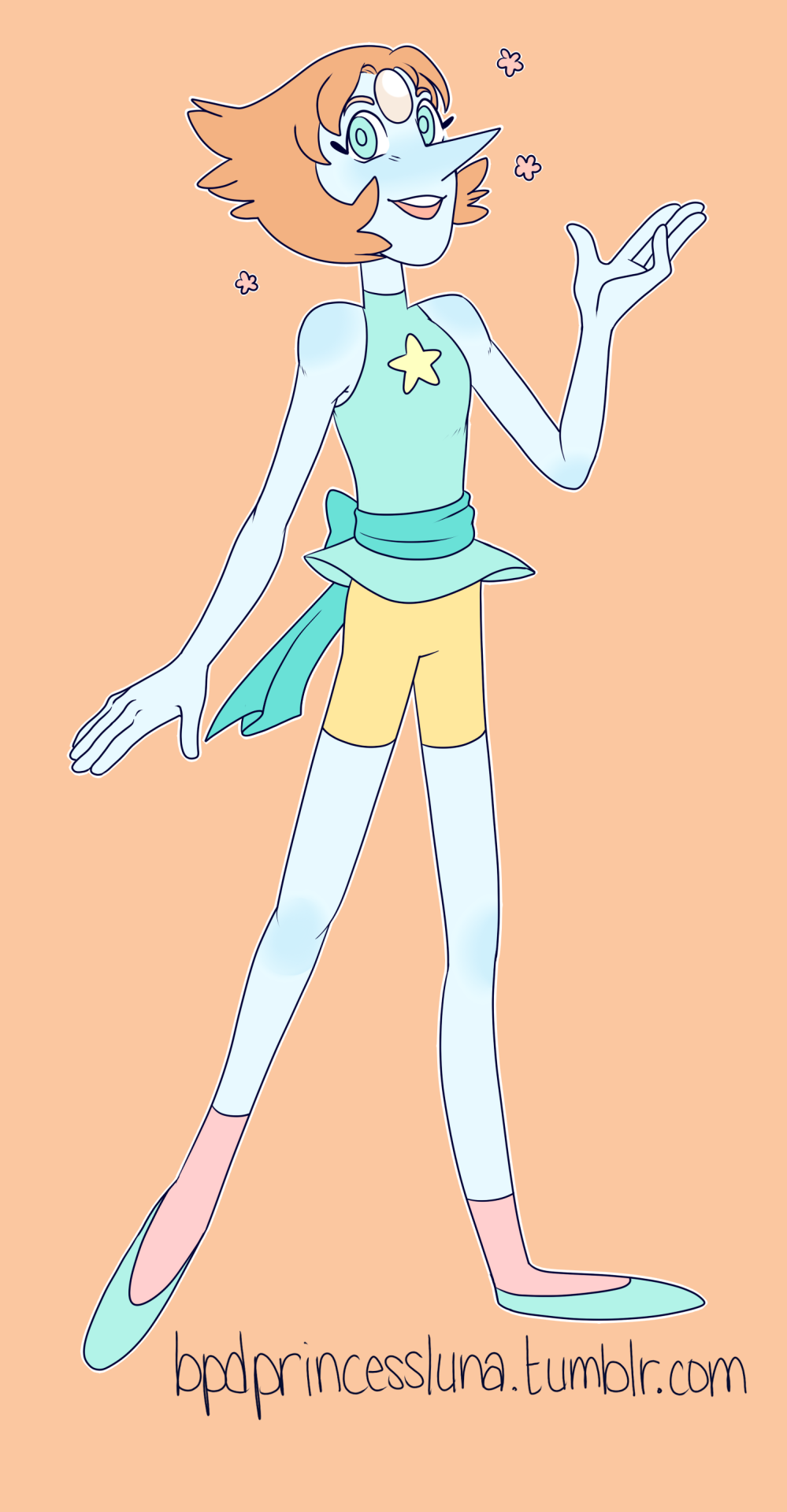 bpdprincessluna:  i’ve drawn amethyst and garnet but i never drew pearlso now here