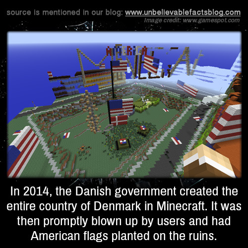 unbelievable-facts: In 2014, the Danish government created the entire country of Denmark in Minecraf