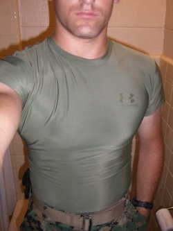 nylonshortslover:  Imagine feelling his growing cock as you rub his tight chest cover in under armour gear.