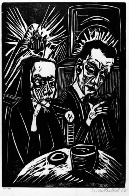 Reading Aloud (Beim Vorlesen), 1914 Woodcut Erich Heckel (German, 1883 - 1970)