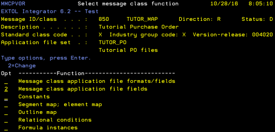 cleo extol integrator mapping short constant to field select message class function message class application file fields