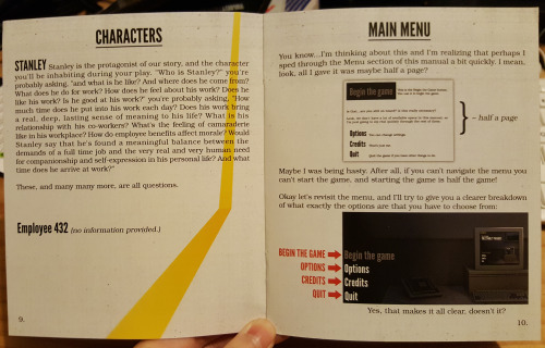 petridishee:The Stanley Parable IndieBox (2 / 3)Here’s the first half of the instruction manua
