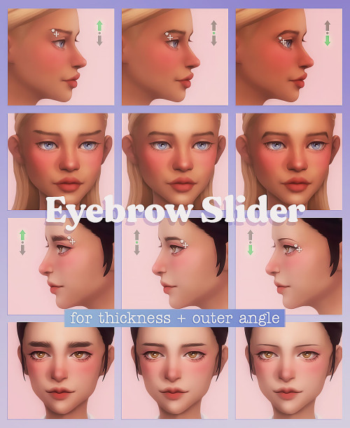Eyebrow Slider An eyebrow slider for The Sims 4, which raises and lowers the outer ends and adjusts 