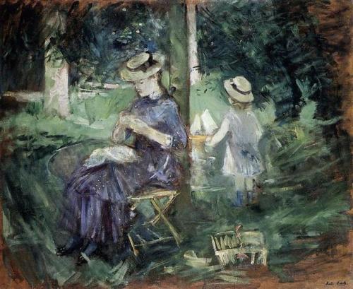 impressionism-art - Woman and Child in a Garden1884Berthe...