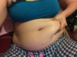 bellyflabisfab:  Really pigged out today @humiliatethem  I think you need a few belly kisses