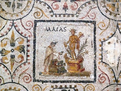 heaveninawildflower:May. Fragment of a mosaic (Roman, first half third century). Archeological Museu