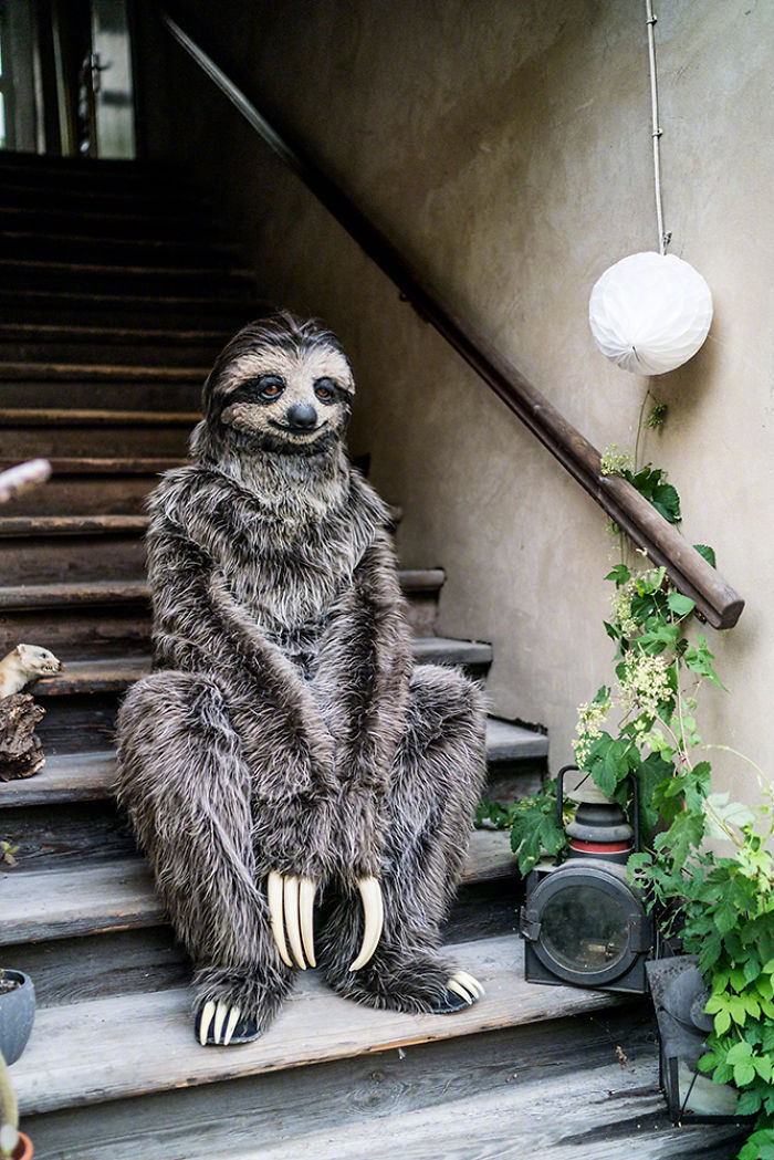 Designer Karoline Hinz has created a realistic sloth costume