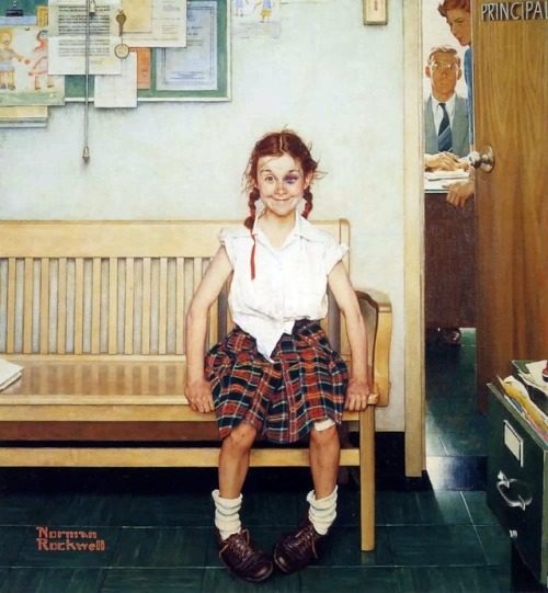 laughingacademy:  heroineimages:  hellpopgroove:  “Shiner” (1953) by Norman Rockwell &ld