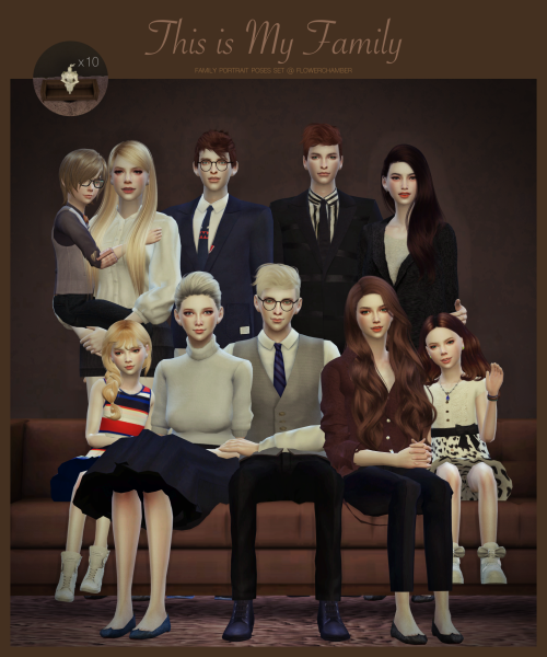 flowerchamber: FAMILY PORTRAIT POSES SET  Notes: 3 sets of poses Set 1: 4 sims 4 teleporters in on