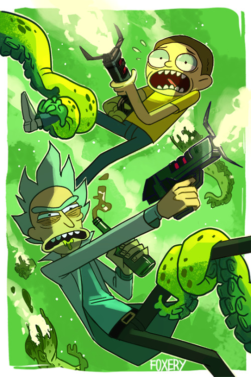 foxery:  watch rick n morty (print available at fanexpo toronto 2015) 