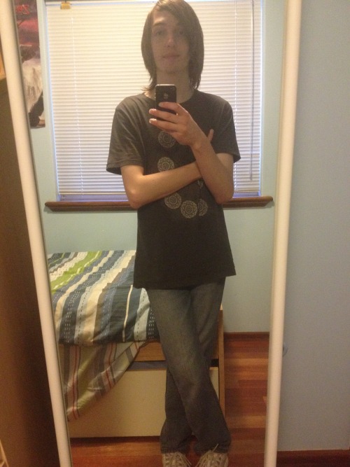 toyingwithcorsets:  And now for something actually related to my transition.First image: me on November 14th, 2014. This was the day I started anti-androgens and thus physical transition (I had been growing my hair since late November 2013 though). I