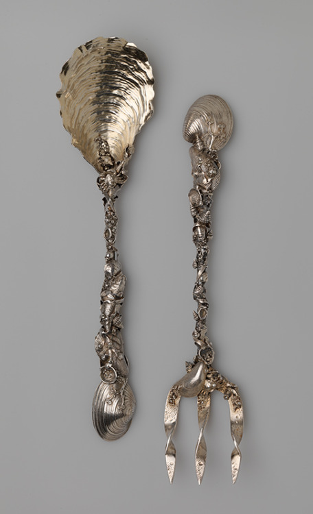 Gorham Silver CompanySalad serving set in the Narragansett pattern, c. 1885. Silver and silver gilt;
