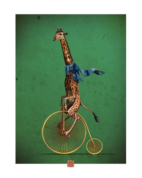 Giraffe on a Bicycle xD Illustration réalisée pour Cartus Edition, carterie française. @youcoucou_p