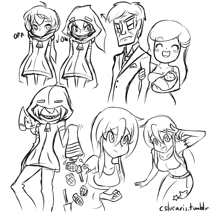 #87 - 11/23/14 Sketches of a few of my OCs from one of many stories going on in my