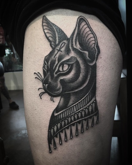 #keywordtattoo ! The keywords were #Egyptian and #cat  #blacktattooart #blackworkers #blackworkerssu