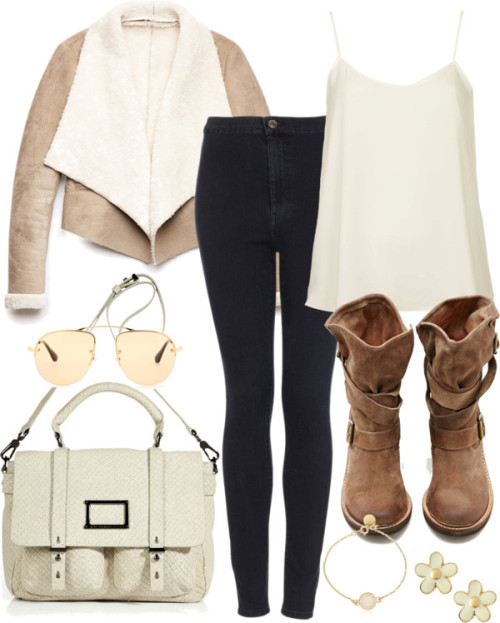 Untitled #551 by adrianne21 featuring enamel jewelryTopshop camisole tank / Forever 21 sherpa jacket