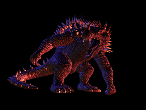Various assorted concept art of Anguirus’ model render featured in the gallery menu of Godzilla: Des