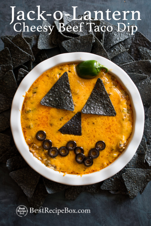 (via Mexican Beef Taco Dip Recipe Halloween Jack-O-Lantern)