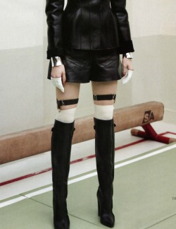 ampersand-et:  kati nescher in “leather hits” by josh olins for vogue china august 2012. 