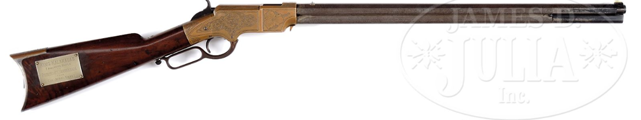 peashooter85: Engraved M1860 Henry lever action rifle presented to Hawaiian King