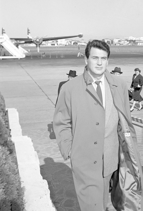 mattybing1025: Rock Hudson arrives at Ciampino airport in Rome, 1960.