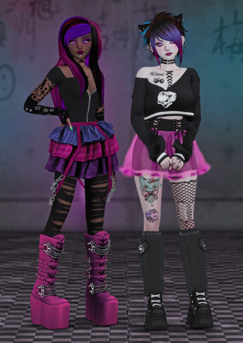 atomiclight: ★ Give ‘Em H3ll, Kid ☆1. hair ★ top ★ skirt ★ shoes ★ leggins ★ gloves  ★ hat*2. hair ★