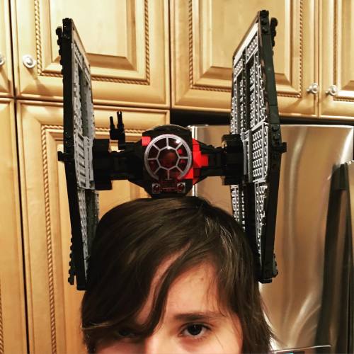 The latest in high fashion hat styles. Playful and tech-forward! #tiefighter #legos #starwars #nephe