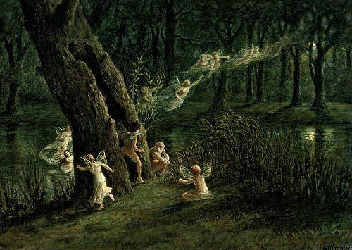 pagewoman:  Woodland Fairies in the Moonlight  by A. W. Crawford 