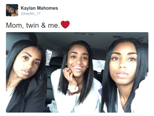 the-perks-of-being-black:  “When Kaylan Mahomes posted a recent car selfie with her twin, Kyla, and their mother, the social media world went into confusion. The caption by the high schooler read, ‘Mom, twin and me.’ But because all three share