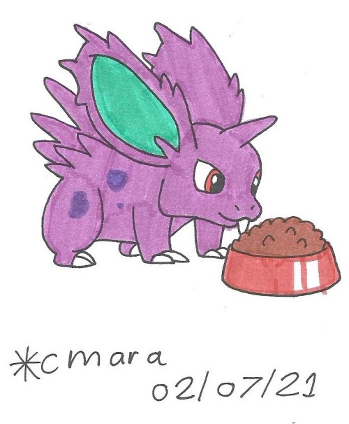 carlycmarathecat: Feeding time for Nidoran