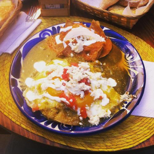 Now, that&rsquo;s a breakfast. Eggs on top of cuitlacoche quesadillas, green salsa and a side of