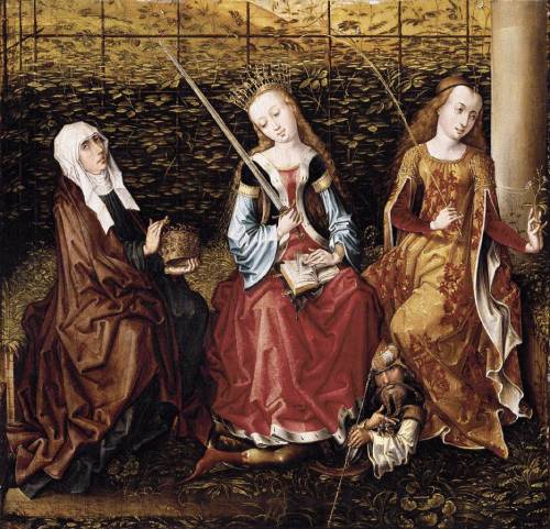 St. Catherine of Alexandria with Sts. Elizabeth of Hungary and Dorothy by the Netherlandish Master o