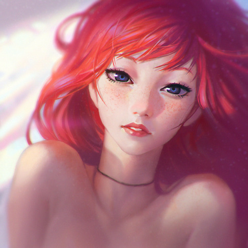 lordwanjavi: KR0NPR1NZ (Ilya Kuvshinov) Freckles DeviantArt Pink Noise Feline Digital Megane Little 