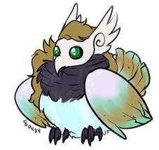 art of a cute round harpy with Silvestre's colours