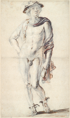 hermesandmercury:  Hermes17th centuryJacques Jordaens (1593–1678)Red and black chalk, brown wash, white gouache, red watercolor, brown gouache, on cream antique laid paper, partial framing line in graphite** My Other Blogs &amp; Facebook Pages