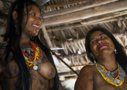   Panama, Darien Province, Bajo Chiquito, Women Of The Native Indian Embera Tribe,