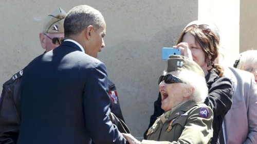 President Obama with heroes from The Greatest Generation for the 70th Anniversary of D-Day.