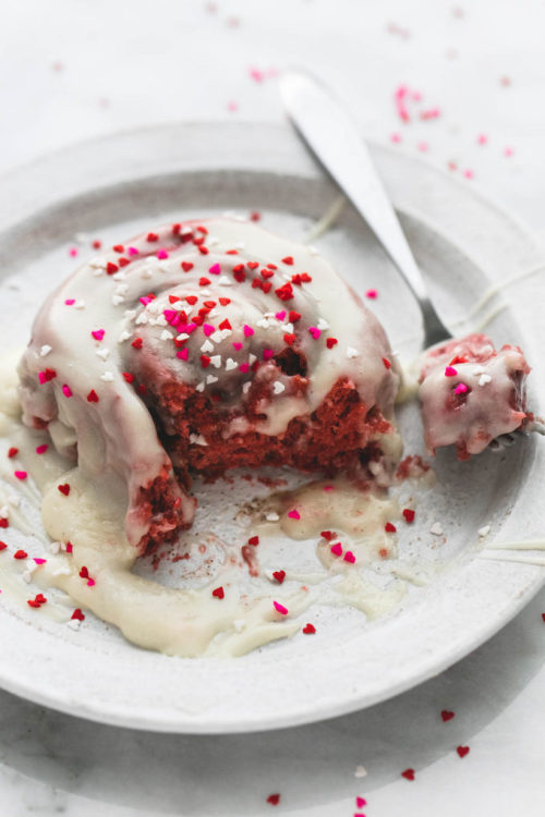 sweetoothgirl: Red Velvet Cinnamon Rolls with Brown Butter Cream Cheese Frosting