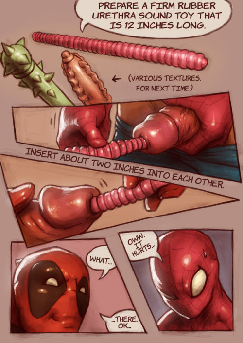 rokudenashi666:  cdpetee: I came across this amazing SpideyPool comic by the immensely talented Rokudenashi, and I’ve translated the Japanese text.  This is an older piece of his, and his style has evolved, but this one comic rocked my world. 