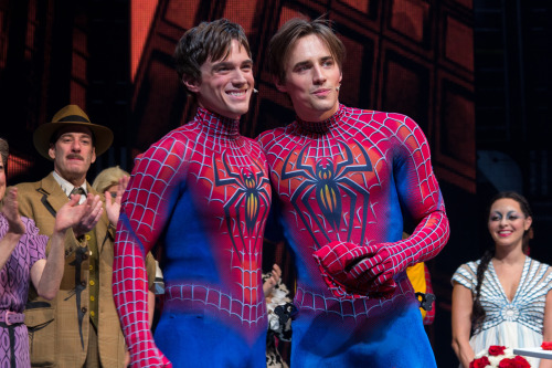 comandanteraven:  The many hot Spidermen of Broadway’s Spiderman Turn Off the Dark. Having them all together dressed like that would be the ultimate dream ;). Starting and finishing with Reeve Carney, in order: Matthew James Thomas, Jason Gotay, Brett