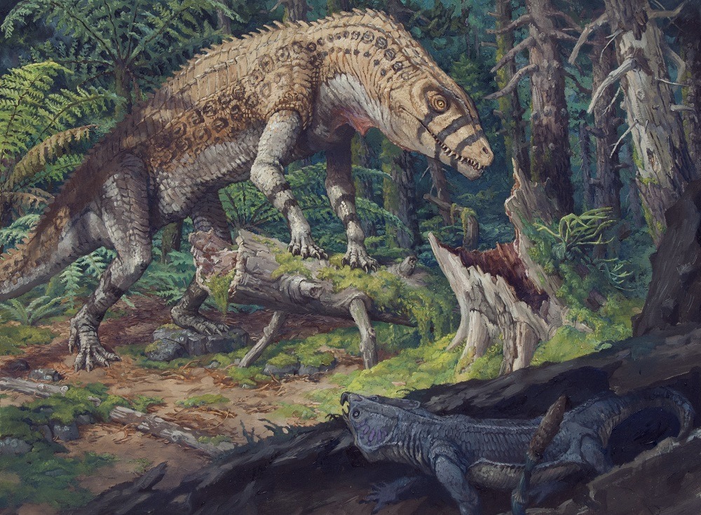 Jordan K Walker Fine Art & Illustration — Postosuchus in Pursuit Among the  ferns and...