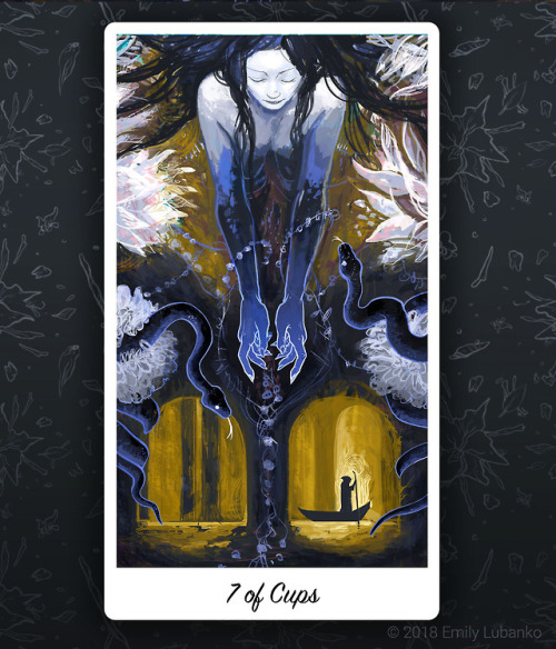 7 of cups: The roots of one’s personal fantasy. Going into the subconscious depths and heights