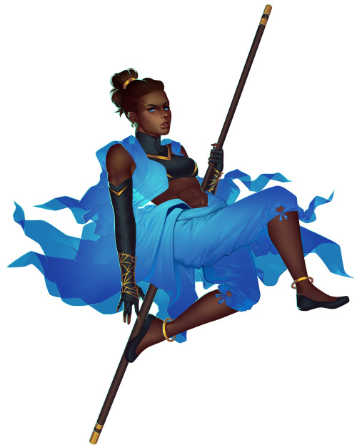 sevenredrobes:[ID: Fanart of Beau against a white background. She is a dark-brown skinned woman with