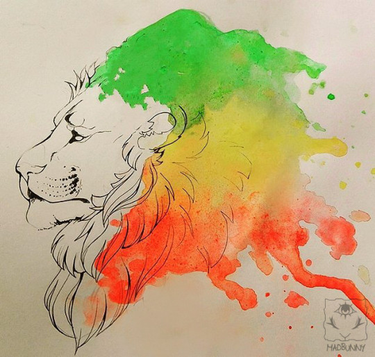 Rasta lion :3 sending good vibes~~ #rastafari#rastaman#lasta#lion#watercolor#painting#drawing#art#reggae#ragga#jungle#jamaica#weed#smokeweed#420#maryjane#mary jane#marijuana#stoner#ink#inktober#pen#madbunny#drugs#music#vibe#splash#splatter#paint#tricolor