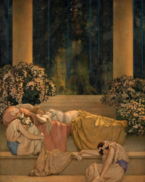 silenceforthesoul: Maxfield Parrish - Sleeping Beauty in the Wood, 1912. 