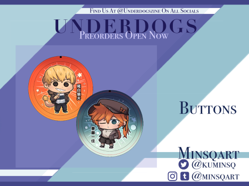 Hello Everyone!Our next merch previews are for our buttons, which are made by Minsqart! You can find