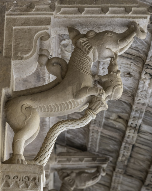 Yali bracket, Gwalior fort, Madhya Pradesh, Photo by Kevin Standage, more at kevinstand