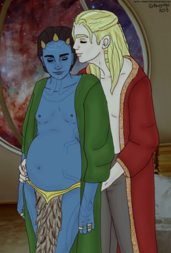 anepotter:  awaiting Balder (fanart ©anepotter) mpreg ThorKi AU - awaiting their firstborn son, Balder 